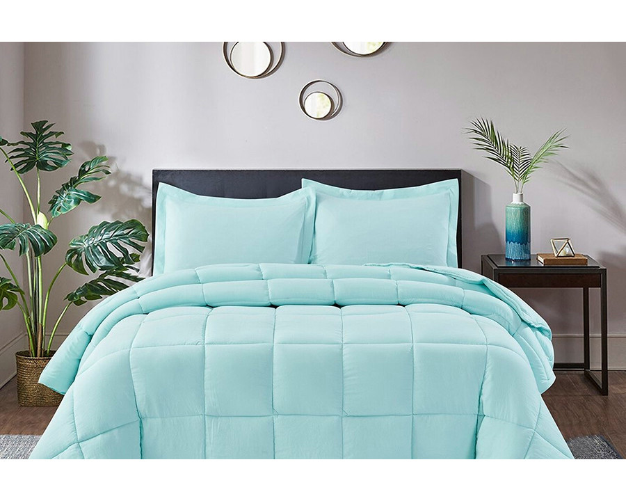 FaFurn 3 Piece Microfiber Reversible Comforter Set - Aqua, King Size