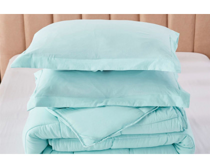 FaFurn 3 Piece Microfiber Reversible Comforter Set - Aqua, King Size