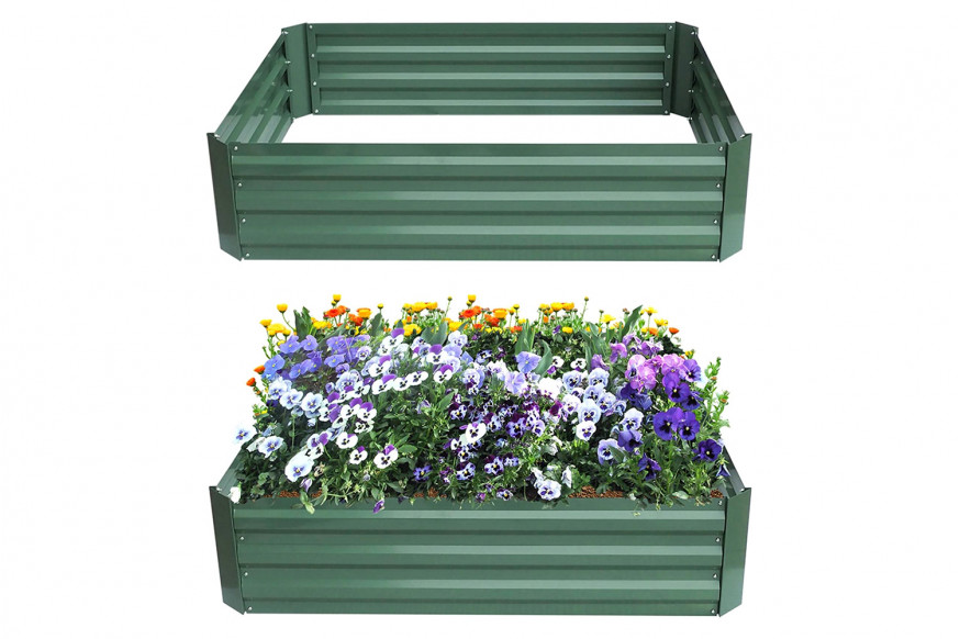 FaFurn™ - 4-Ft X 3-Ft X 11-Inch Raised Garden Bed Planter Box in Green Steel Metal