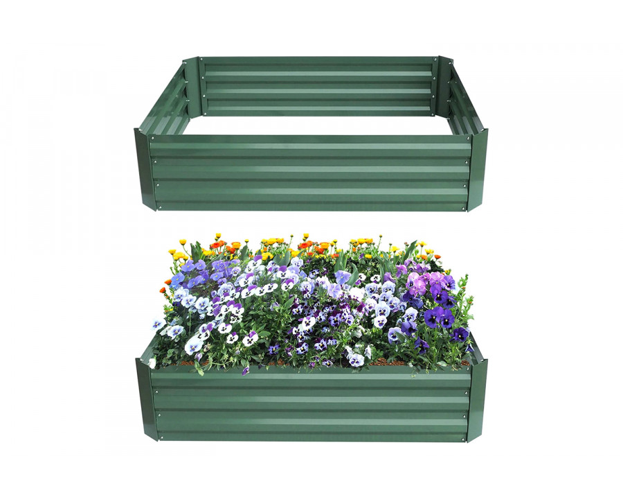 FaFurn - 4-Ft X 3-Ft X 11-Inch Raised Garden Bed Planter Box in Green Steel Metal