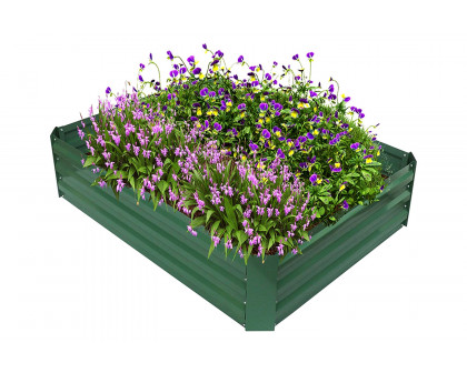 FaFurn™ - 4-Ft X 3-Ft X 11-Inch Raised Garden Bed Planter Box in Green Steel Metal