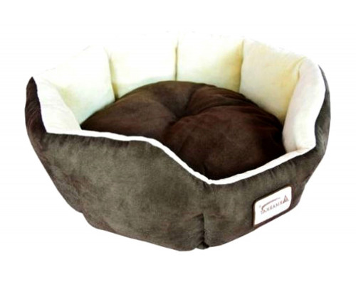 FaFurn - Mocha Beige Round Oval Pet Bed For Small Dogs Or Cats