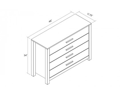 FaFurn Farmhouse Traditional Rustic 4 Drawer Dresser - Acacia