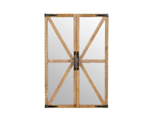 FaFurn - Rustic Vintage Faux Barn Doors Farmhouse Wall Mirror