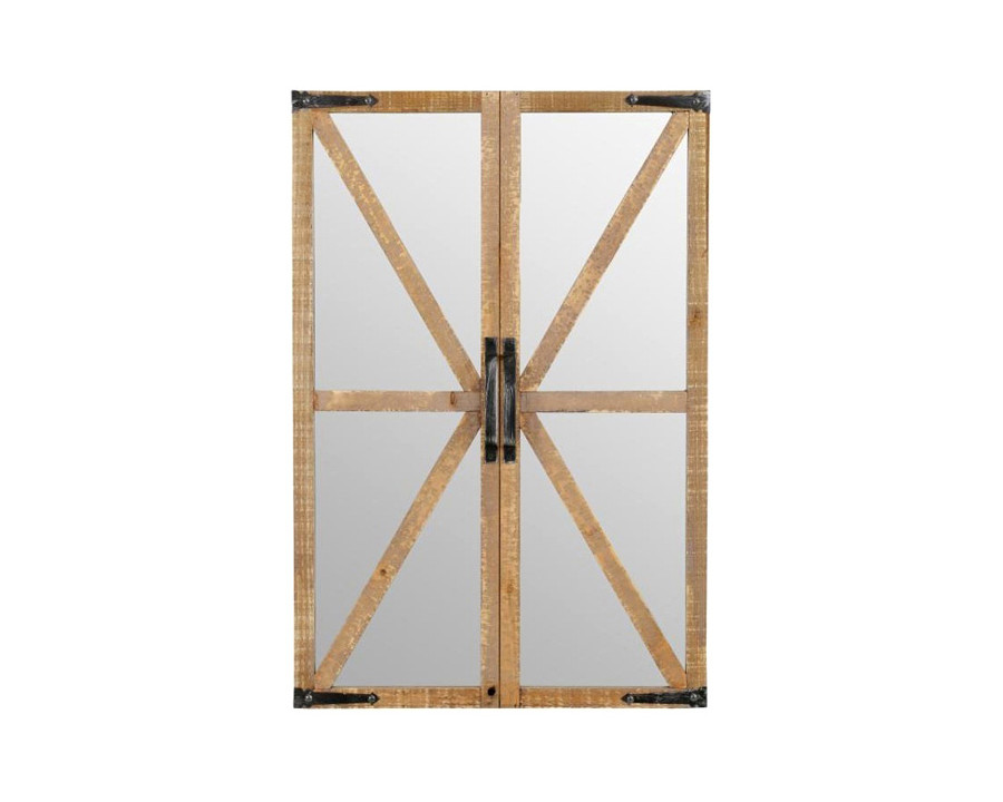 FaFurn - Rustic Vintage Faux Barn Doors Farmhouse Wall Mirror