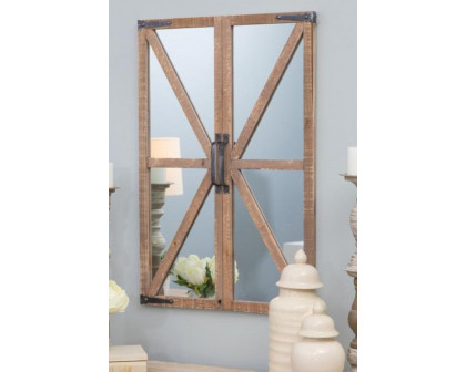 FaFurn - Rustic Vintage Faux Barn Doors Farmhouse Wall Mirror