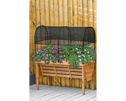 FaFurn - Fir Wood Elevated Outdoor Raised Garden Bed Planter Box with Shade Cover