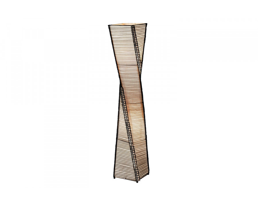 FaFurn - Modern Twist Sculpture Style Floor Lamp Lantern with Beige Shade