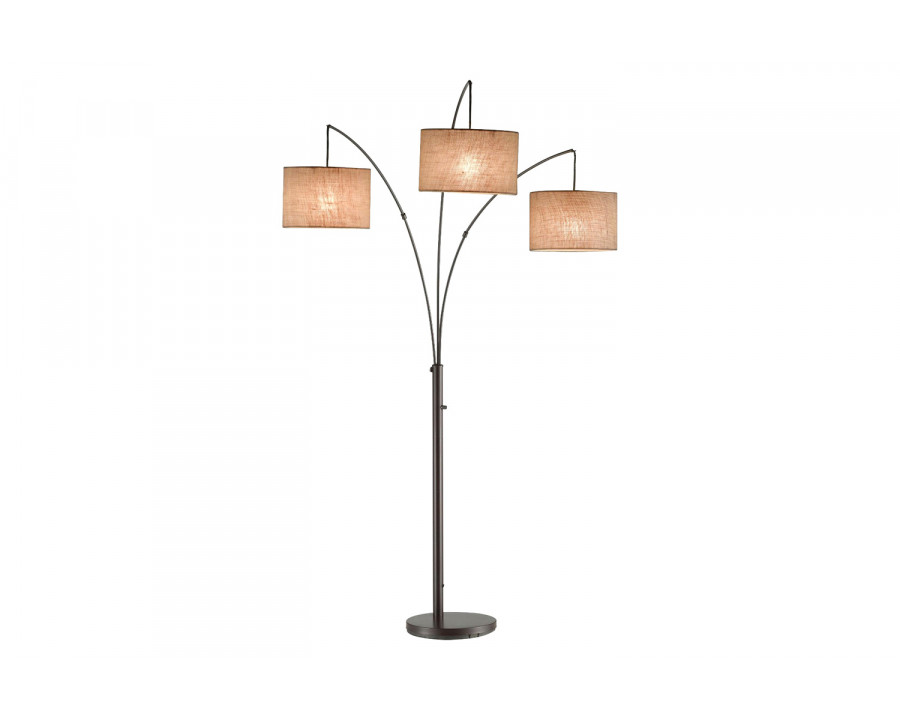 FaFurn - Modern 3-Light Arch Floor Lamp in Antique Bronze with Drum Style Shades