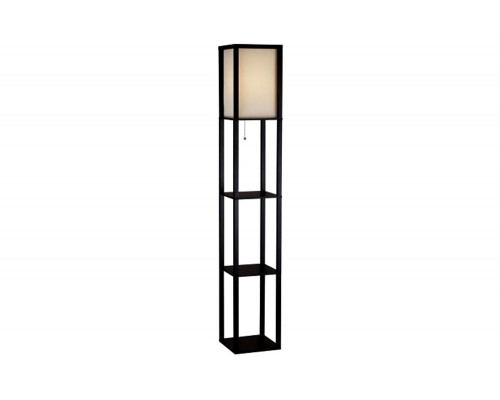 FaFurn 63-Inch Black Modern Floor Lamp with Silk Shade - Black/Beige