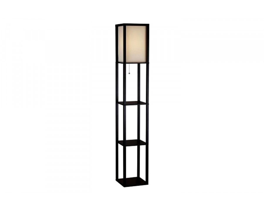 FaFurn 63-Inch Black Modern Floor Lamp with Silk Shade - Black/Beige