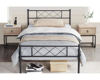 FaFurn - Traditional Powder Coated Slatted Metal Platform Bed