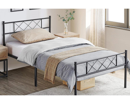 FaFurn™ Traditional Powder Coated Slatted Metal Platform Bed - Twin Size