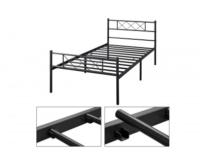 FaFurn™ Traditional Powder Coated Slatted Metal Platform Bed - Twin Size