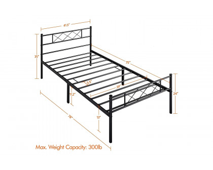 FaFurn™ Traditional Powder Coated Slatted Metal Platform Bed - Twin Size