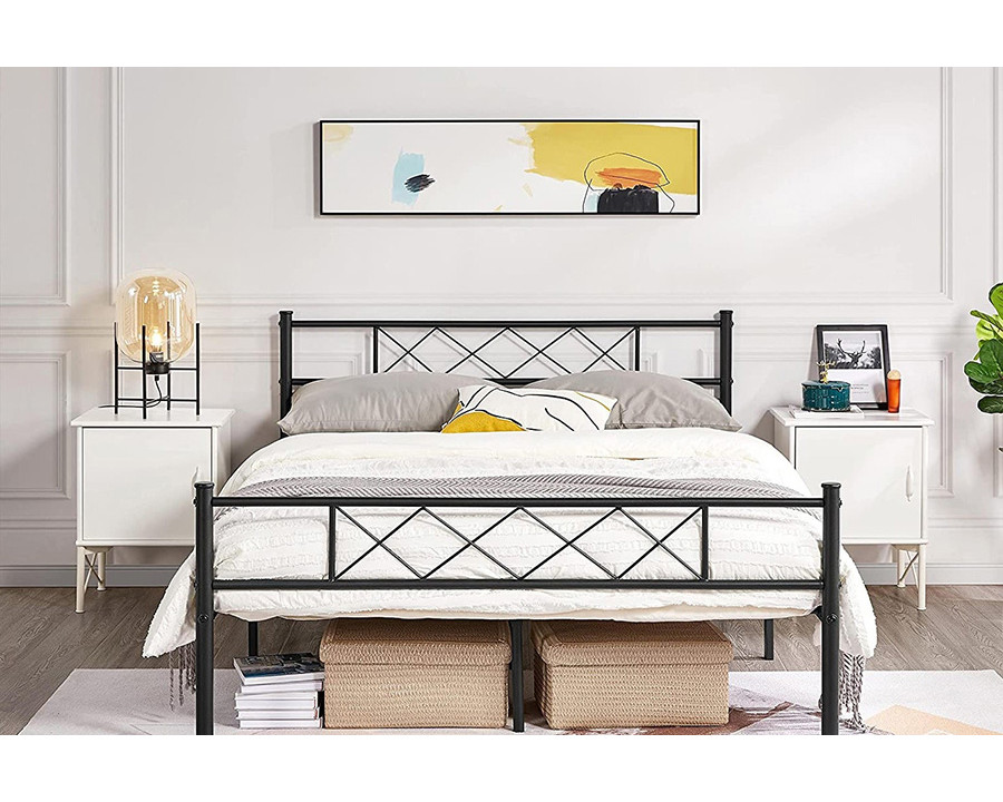 FaFurn - Traditional Powder Coated Slatted Metal Platform Bed