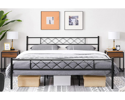 FaFurn - Traditional Powder Coated Slatted Metal Platform Bed