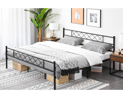 FaFurn Traditional Powder Coated Slatted Metal Platform Bed - King Size