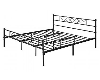 FaFurn Traditional Powder Coated Slatted Metal Platform Bed - King Size