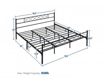 FaFurn Traditional Powder Coated Slatted Metal Platform Bed - King Size