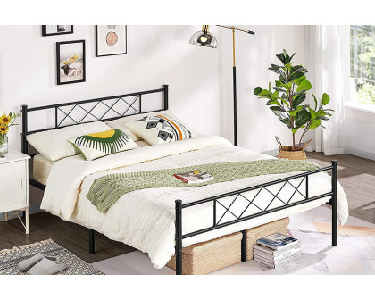 FaFurn - Traditional Powder Coated Slatted Metal Platform Bed