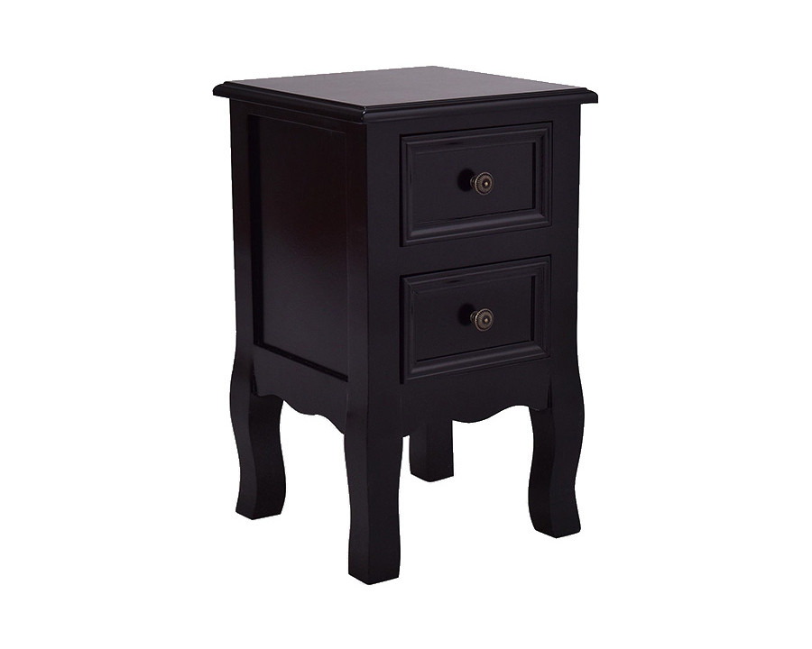 FaFurn - Black Wooden 2-Drawer Accent End Table Nightstand