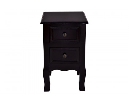 FaFurn - Black Wooden 2-Drawer Accent End Table Nightstand