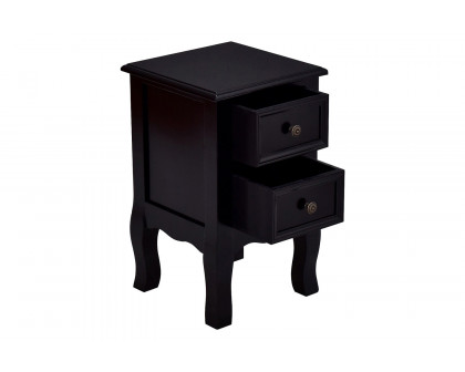 FaFurn - Black Wooden 2-Drawer Accent End Table Nightstand