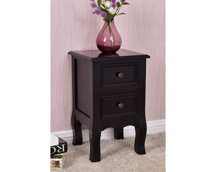 FaFurn - Black Wooden 2-Drawer Accent End Table Nightstand