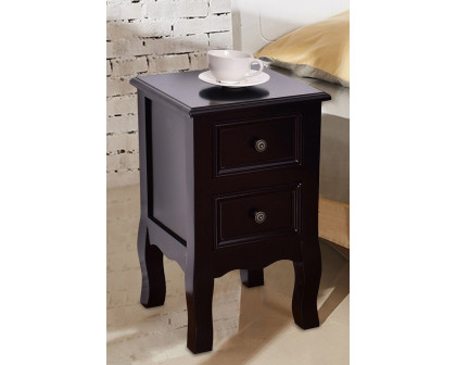 FaFurn - Black Wooden 2-Drawer Accent End Table Nightstand