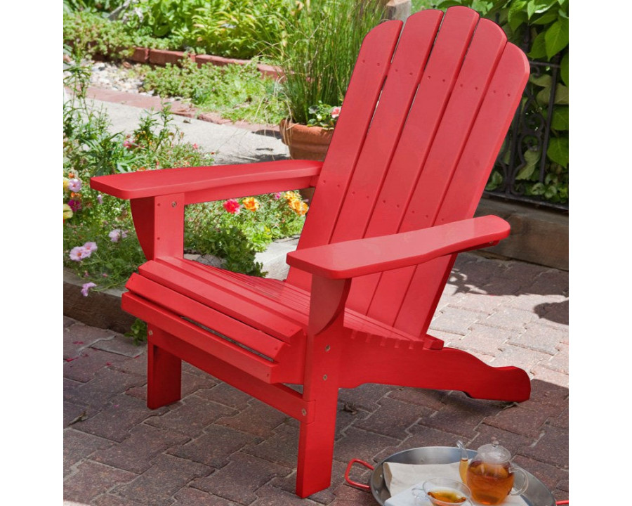 FaFurn - Weather Resistant Adirondack Chair in Red, Wood