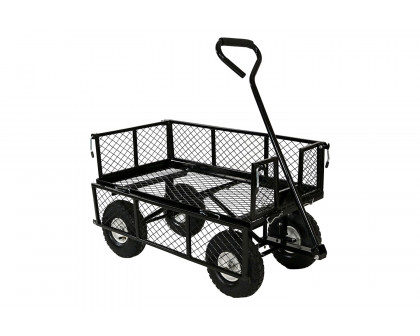 FaFurn Heavy Duty Steel Garden Utility Cart Wagon with Removable Sides - Black