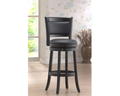 FaFurn - Solid Wood Bar Stool with Faux Leather Swivel Seat