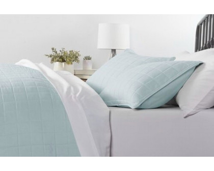 FaFurn 3 Piece Microfiber Farmhouse Coverlet Bedspread Set - Light Blue, Full/Queen Size