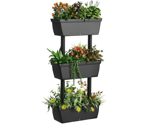 FaFurn - Modern 3-Tier Garden Bed Planter Box in Black, Metal