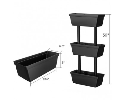 FaFurn - Modern 3-Tier Garden Bed Planter Box in Black, Metal