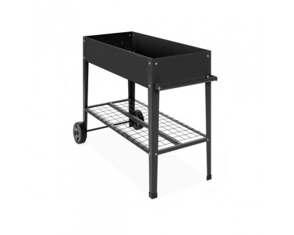 FaFurn - Mobile Garden Potting Bench with Push Handle Wheels in Black, Steel