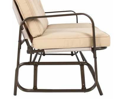 FaFurn UV-Resistant 2 Seater Rocking Chair Bench - Beige, Steel/Polyester