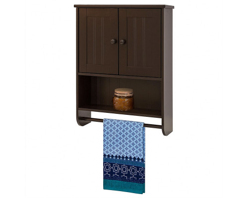 FaFurn - Bathroom Wall Cabinet with Towel Bar in Espresso