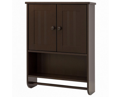 FaFurn Bathroom Wall Cabinet with Towel Bar - Espresso