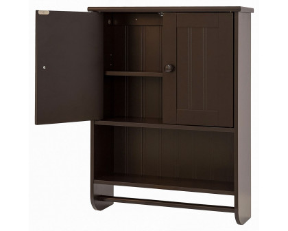 FaFurn Bathroom Wall Cabinet with Towel Bar - Espresso