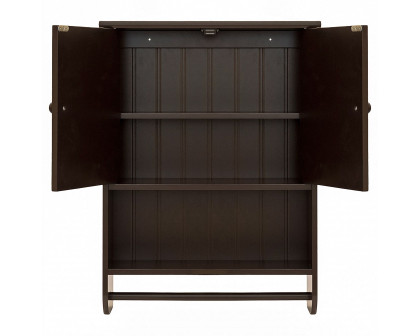 FaFurn Bathroom Wall Cabinet with Towel Bar - Espresso