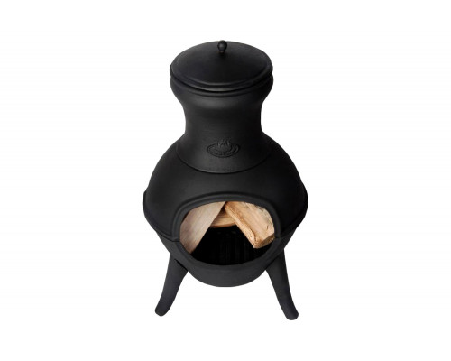 FaFurn - Small Black Outdoor Cast Iron Chimenea Wood Burning Fire Pit