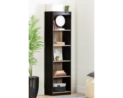 FaFurn - Modern 69-Inch Tall Skinny 5-Shelf Bookcase in Black Oak Finish