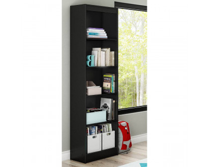 FaFurn Modern Tall 5-Shelf Bookcase - Black, Wood