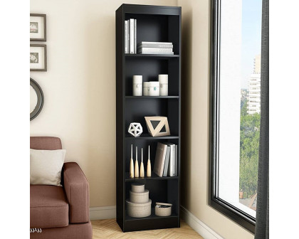 FaFurn Modern Tall 5-Shelf Bookcase - Black, Wood