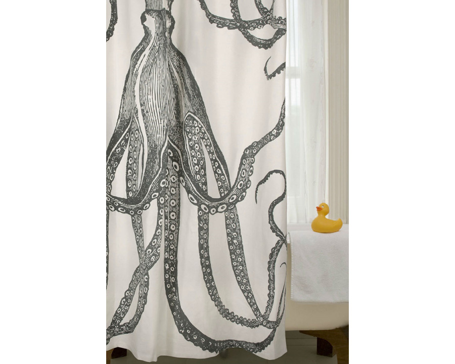 FaFurn - Black and White Octopus Shower Curtain 100% Cotton 72 X 72-Inch