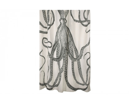 FaFurn - Black and White Octopus Shower Curtain 100% Cotton 72 X 72-Inch