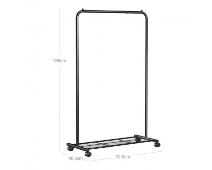 FaFurn - Garment Rack Clothes with Bottom Mesh Shelf in Black, Steel