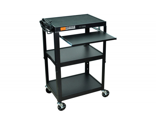 FaFurn Mobile Stand Up Computer Desk Workstation Cart - Black Steel